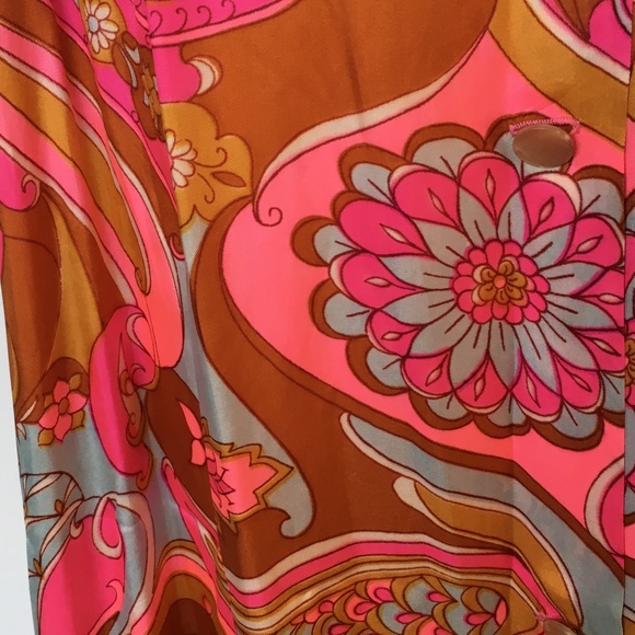 Vtg CONRAD Dressing Gown Robe Housecoat Button Up Made in Canada Large Floral - Picture 6 of 6